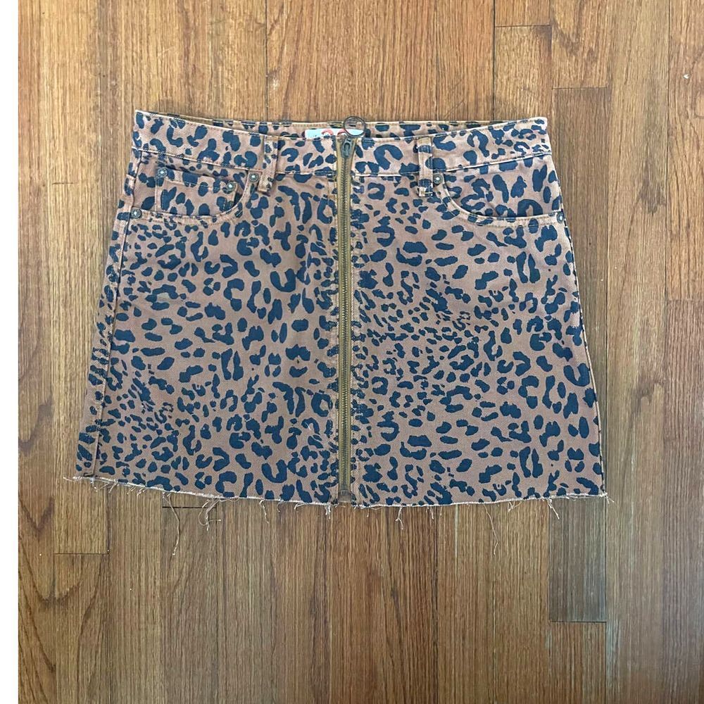 NWOT We The Free Cheetah Print Skirt With‎ Pockets And Zipper Size 29